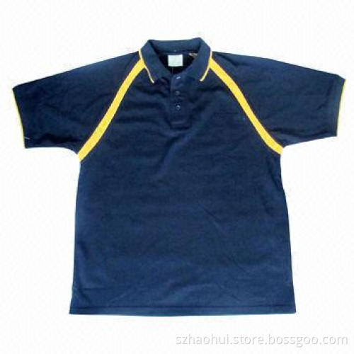 Men's Polo Shirt with Contrast Panel, XS-3XL Sizes